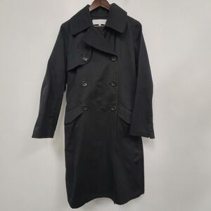 Chaiken‎ Womens Classic Black Trench Coat Size 12 Old Money Capsule Cotton USA